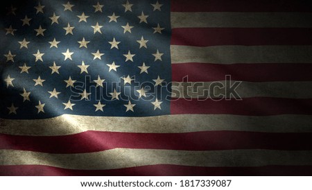 close up waving flag of america. flag symbols of america.