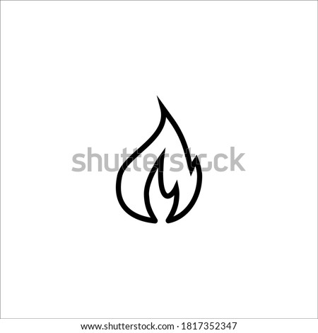 Fire flame vector icon. Logo design. Black outline isolated on a white background. Design element for a website or mobile app.