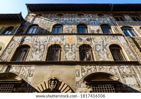 Palace of Bianca Cappello, located in Oltrarno quarter in Florence, Italy. During Renaissance was the residence of the lover of the duke Francesco de Medici  Royalty-Free Stock Photo #1817416106