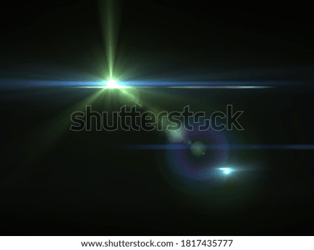 green lens flare with multi elements in black background