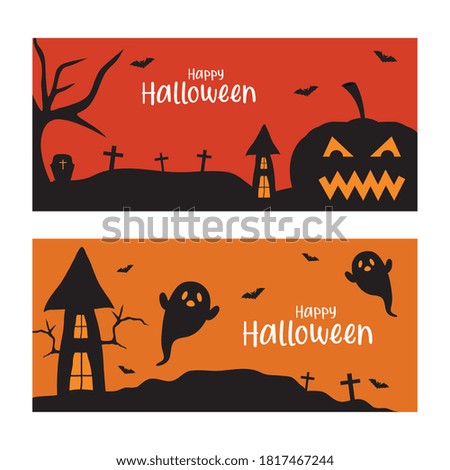 happy halloween with pumpkin and ghosts cartoons design, holiday and scary theme Vector illustration