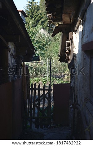 outbuildings in a small rural courtyard