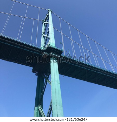 Bottom to top view of Lions Gate Bridge BC, Canada