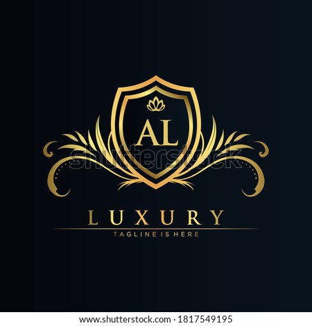 AL Letter Initial with Royal Template.elegant with crown logo vector, Creative Lettering Logo Vector Illustration.	