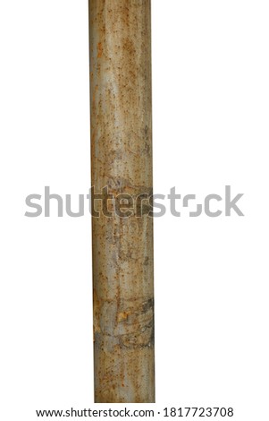 old metal pole isolated on white background