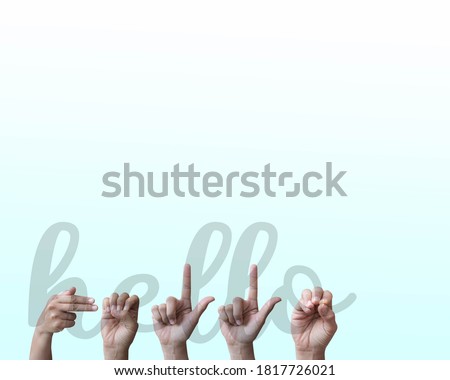 hello in American sign language is used by people with hearing impairments, both deaf and hard of hearing, communicate with common people in society, the Disability community. sign language concept.