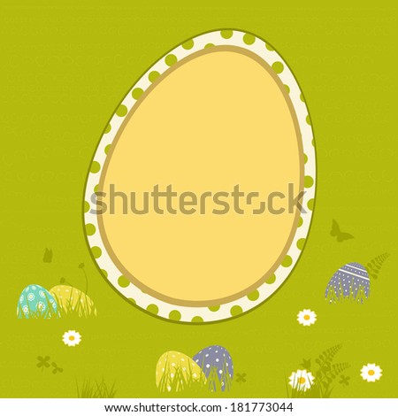 Easter Border on a Green Background with Hidden Easter Eggs