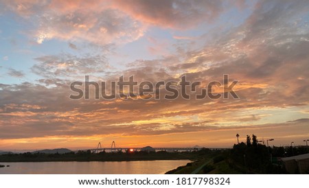 Sunset seen through Incheon Bridge