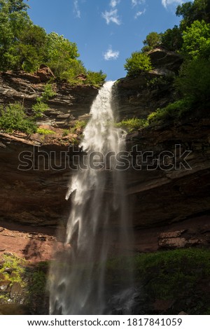 The mid-base of Kaaterskill Falls in the Catskill Mountains, NY.