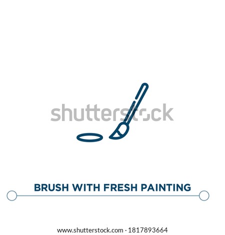 brush with fresh painting outline vector icon. simple element illustration. brush with fresh painting outline icon from editable building trade concept. can be used for web and mobile
