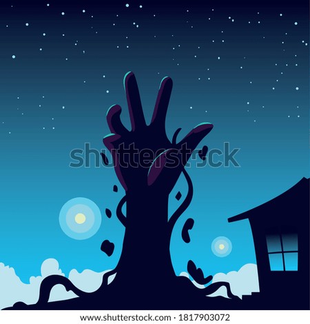 halloween background with zombie hand vector illustration design