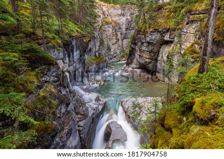 Waterfalls in Maligne Canyon,  Jasper National Park, AB, Canada Royalty-Free Stock Photo #1817904758