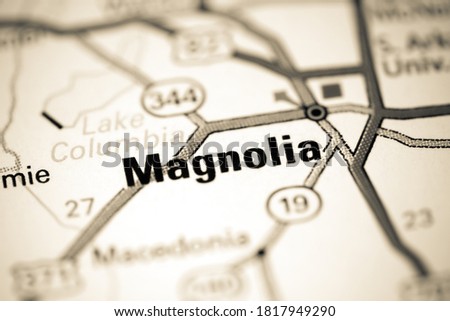 Magnolia. Alabama. USA on a map