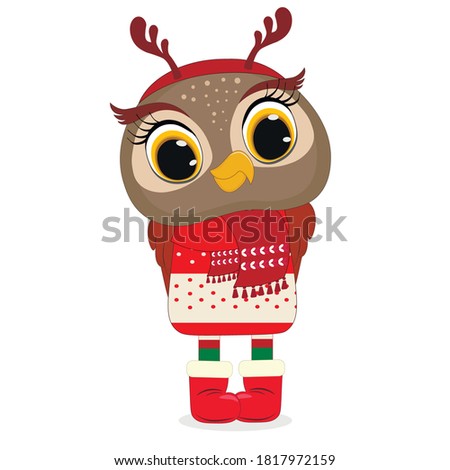 Vector cute little owl illustration . Perfect for greeting cards, party invitations, posters, stickers, pin, scrapbooking, icons. Vector illustration.