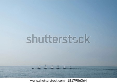 Sea landscape with sailing ships. Quality image of nautical sport.
