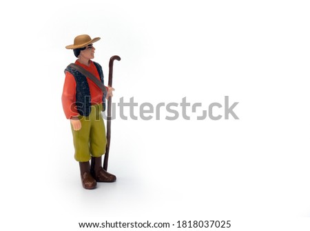 Miniature people worker, explorer and travel concept in variety action on white background with space for text