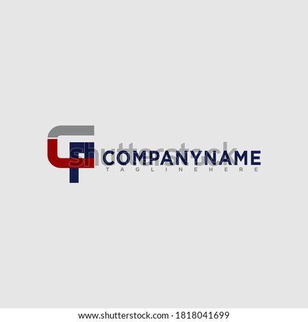 CP Logo Letter Design Vector with red blue Colors. suitable for your business.
