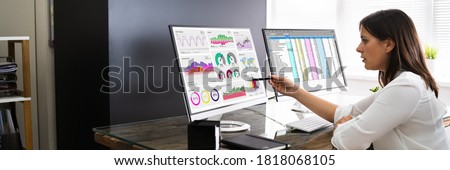 Analyst Women Looking At KPI Data On Computer Screen Royalty-Free Stock Photo #1818068105