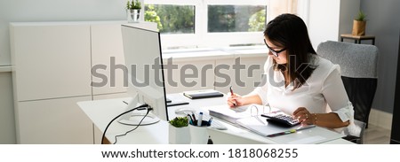 Accounting Bookkeeper Clerk Woman. Bank Advisor And Auditor Royalty-Free Stock Photo #1818068255