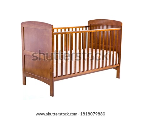 classic Wooden Baby Cradle, solid wood premium finish cradle with bed isolated on white background