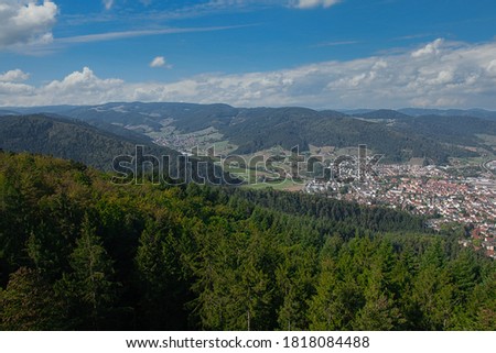 View to Haslach and the Kinzig valley in the black forest in germany Royalty-Free Stock Photo #1818084488