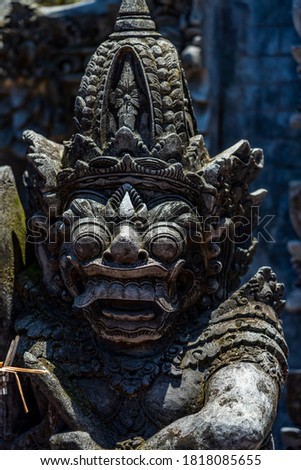 Statue at the temple in Bali Indonesia