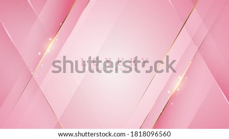 Luxury golden line background pink shades in 3d abstract style. Illustration from vector about modern template deluxe design. Royalty-Free Stock Photo #1818096560