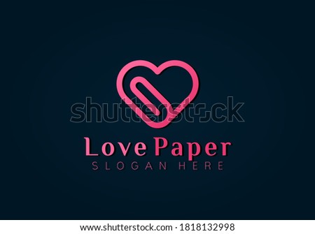 Love Paper Clip Logo Design Vector Illustration Template. modern logo design business company