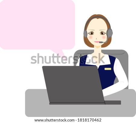 Businesswoman with laptop. speech bubble.