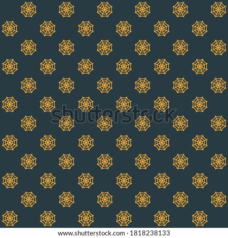 Yellow spider web with dark background repeat pattern