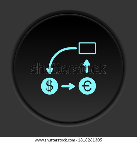 Round button icon, business report, cashflow. Button banner round, badge interface for application illustration