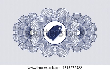Blue passport emblem. Vector Illustration. Detailed with tag icon inside