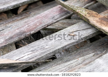A pile of old boards suitable for the furnace, close-up, selective focus.