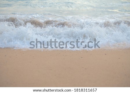 Sea wave on white snad beach close up nature landscape
