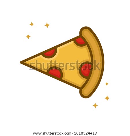 Pizza Food Vector Logo Cartoon Sticker. Pizza Meal Fastfood Icon Filled Line Style. Food Bakery And Cake Symbol Illustration