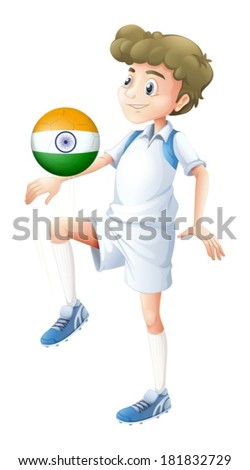 Illustration of a soccer player from India on a white background