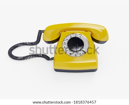 Telephone yellow vintage isolated on white. Render 3d illustration