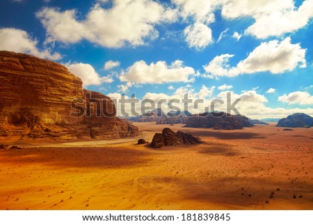 Wadi Rum desert, Jordan Royalty-Free Stock Photo #181839845