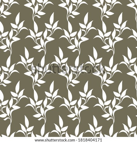 Seamless background from  creeper leaves. Botanical flat design for printing on wallpaper, textile, fabric, covers, postcard. card. Vector illustration isolated on a white background.