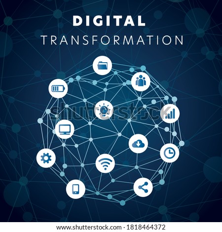 Digital Transformation Technology Banner Icon Social Media Web Site Internet Big Data Network Abstract Symbol Digital Connect Blue Computer Royalty-Free Stock Photo #1818464372
