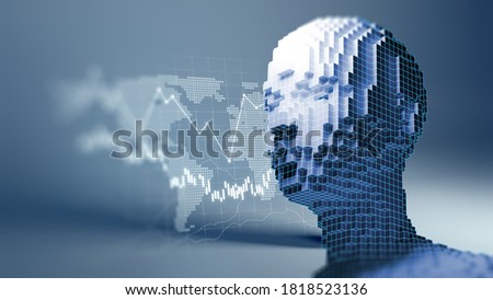 Conceptual illustration of Artificial intelligence human form , 3d illustration

