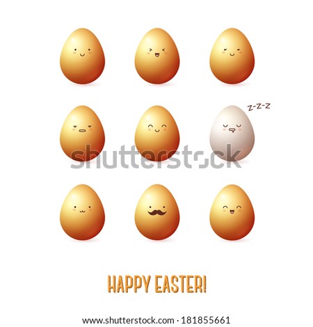 Vector colorful eggs. Easter template design for greeting and invitation cards. Abstract 3D shape. Cute characters.