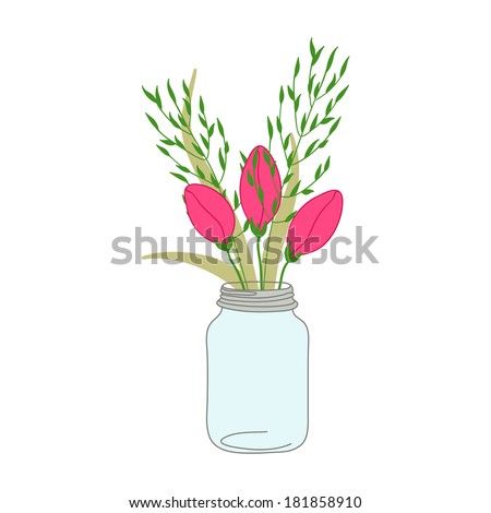 Flower In Mason Jars set