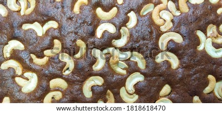 Banana cake background with cashew nuts