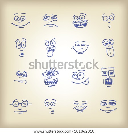 Emoticons - sketch on an old paper