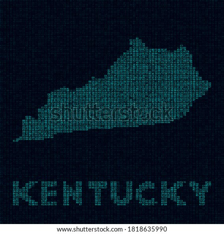Kentucky tech map. Us state symbol in digital style. Cyber map of Kentucky with us state name. Stylish vector illustration.
