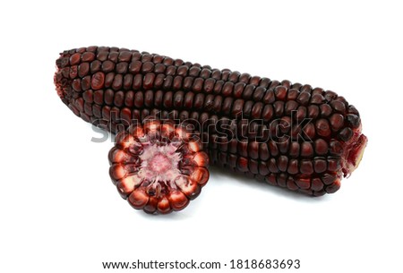 fresh corn purple fruits isolated on white background