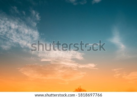 Abstract nature background of Colorful pastel gradient clouds & Fantasy puffy fluffy cloudscape on beautiful sunny sky & bright daylight horizon for wallpaper, backdrop of template, copy free space  Royalty-Free Stock Photo #1818697766