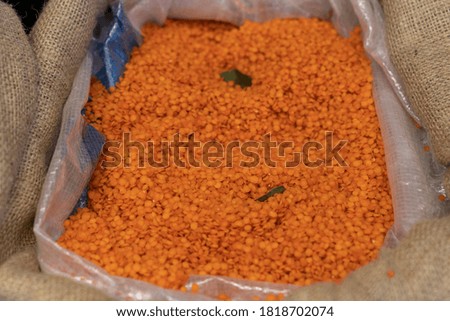 a sack of red lentils