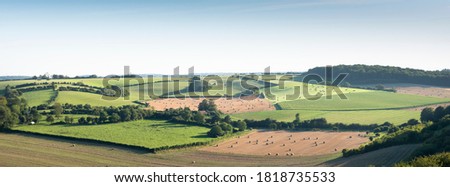 rural landscape of countryside with cornfields and meadows in regional parc de caps et marais d'opale in the north of france